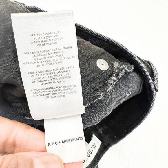 Re/Done 70's Stovepipe Washed Noir Button Fly Raw Hem Denim Jeans Size 25 - Picture 8 of 10